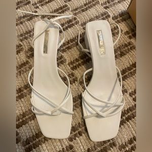 White Billini Strappy Kitten Heels